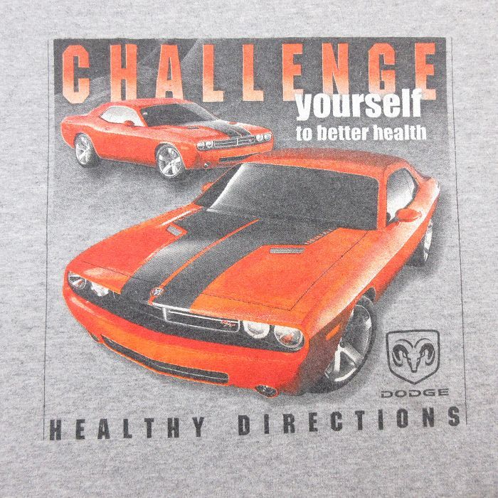 XL/古着 半袖 ビンテージ Tシャツ メンズ 00s ダッジ DODGE 車 クルーネック グレー 霜降り 23may08 中古_画像2