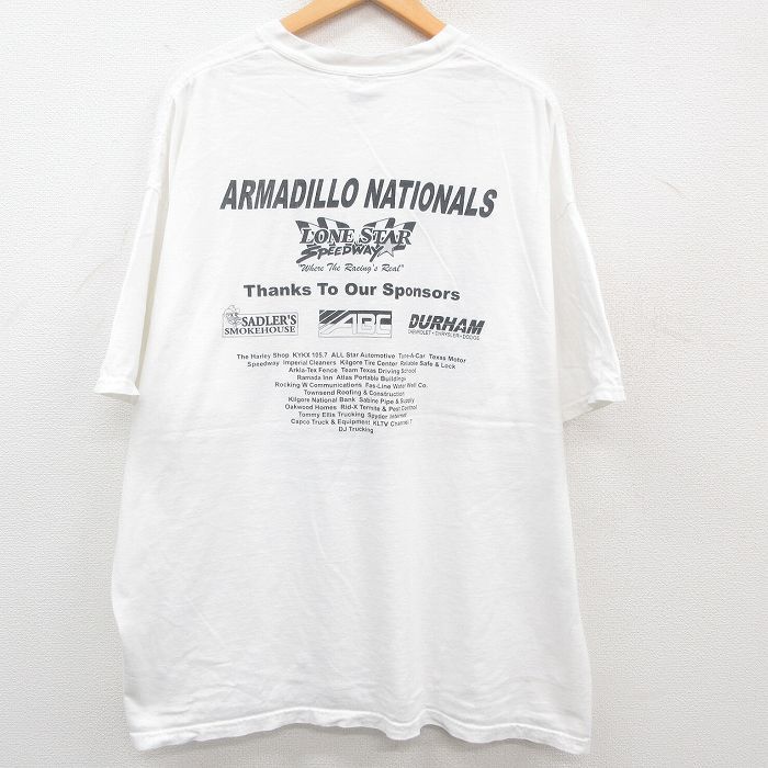 XL/古着 ヘインズ 半袖 ビンテージ Tシャツ メンズ 00s レーシングカー アルマジロ 大きいサイズ コットン クルーネック 白 ホワイト 2_画像2