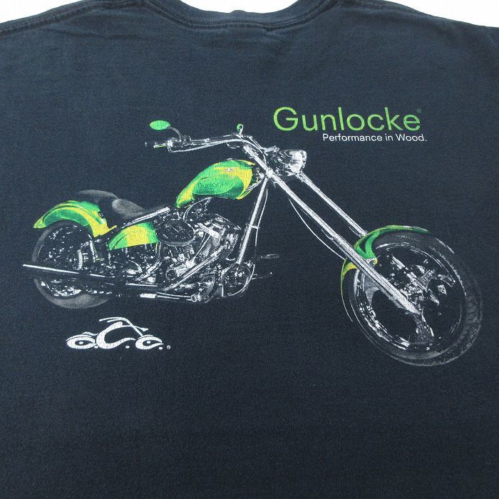 XL/古着 半袖 ビンテージ Tシャツ メンズ 00s バイク オレンジカウンティチョッパーズ Gunlocke 大きいサイズ コットン クルーネック_画像4