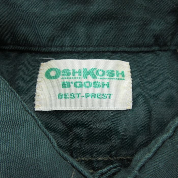 L/古着 オシュコシュ OSHKOSH 半袖 ワーク シャツ メンズ 80s 緑 グリーン 【spe】 21jul14 中古 トップス_画像5