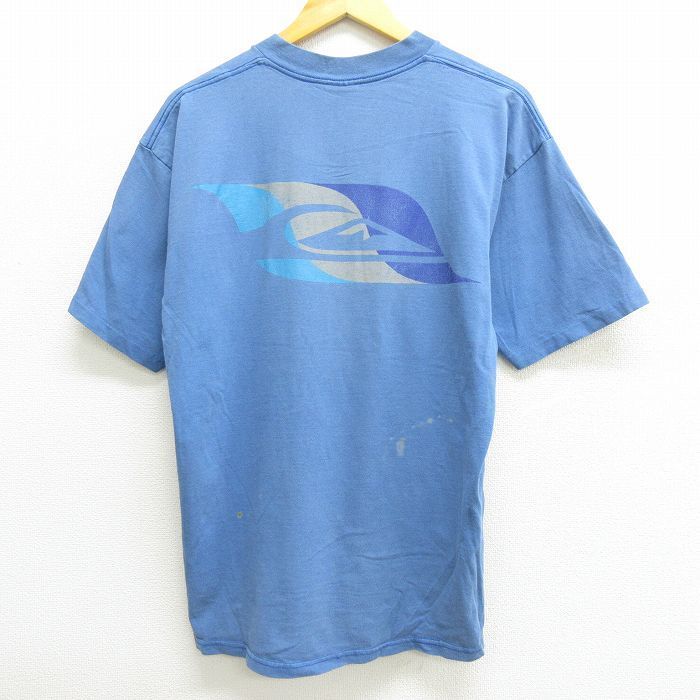 XL/古着 クイックシルバー 半袖 ビンテージ Tシャツ メンズ 90s ビッグロゴ コットン クルーネック 薄紺 ネイビー spe 22jun06 中古_画像1