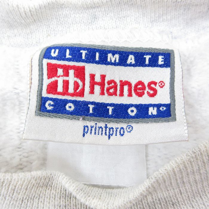 L/古着 ヘインズ Hanes 長袖 スウェット メンズ 00s イノシシ クルーネック 薄グレー 霜降り 23nov28 中古 スエット トレーナー トップ_画像3