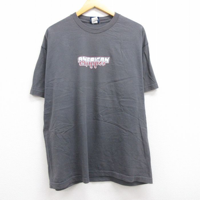 XL/古着 半袖 ビンテージ Tシャツ メンズ 00s アメリカンチョッパー バイク 大きいサイズ コットン クルーネック グレー 22jul20 中古_画像2