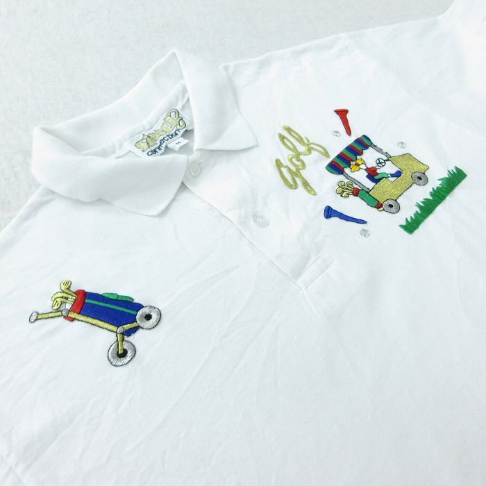 M/古着 半袖 ポロ シャツ メンズ 90s ゴルフ 刺繍 白 ホワイト 22jul01 中古 トップス_画像2