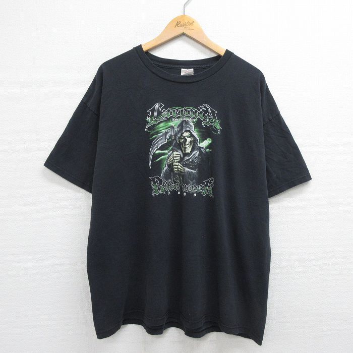 XL/古着 半袖 ビンテージ Tシャツ メンズ 00s 死神 バイクウィーク 大きいサイズ コットン クルーネック 黒 ブラック spe 23mar31 中古_画像1