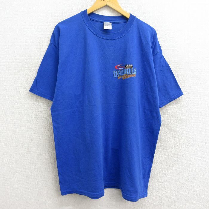 XL/古着 半袖 ビンテージ Tシャツ メンズ 00s 車 レーシング UNADILLA コットン クルーネック 青 ブルー 23jul07 中古_画像2