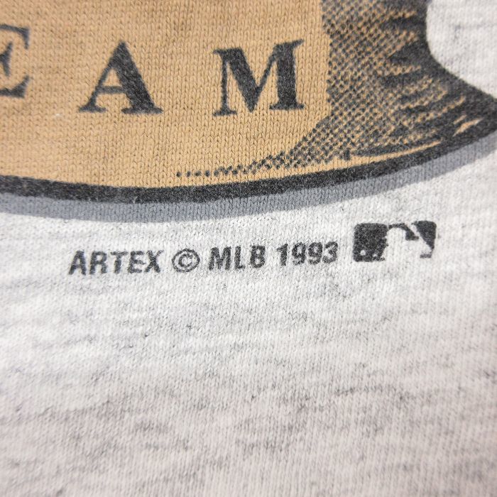 XL/古着 半袖 ベースボール シャツ メンズ 90s MLB コロラドルーキーズ ツートンカラー 大きいサイズ コットン グレー 霜降り メジャー_画像5