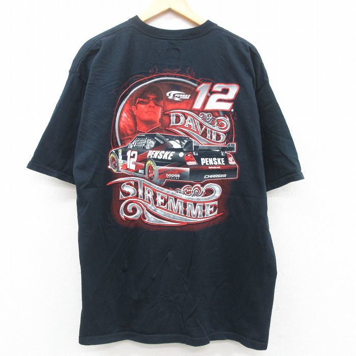 XL/古着 半袖 Tシャツ メンズ NASCAR STREMME レーシングカー 大きいサイズ コットン クルーネック 黒 ブラック 23jun24 中古_画像2