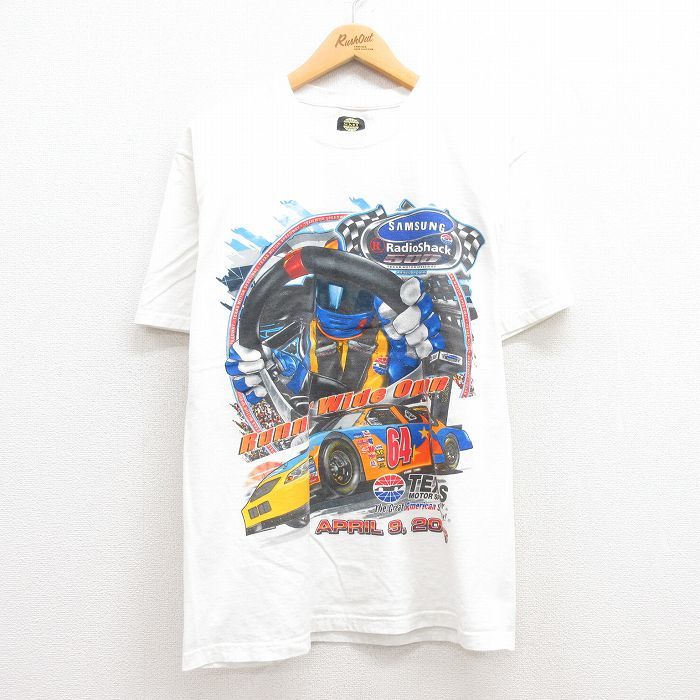 L/古着 半袖 ビンテージ Tシャツ メンズ 00s レーシングカー SAMSUNG サムスン コットン クルーネック 白 ホワイト 23jun08 中古_画像1