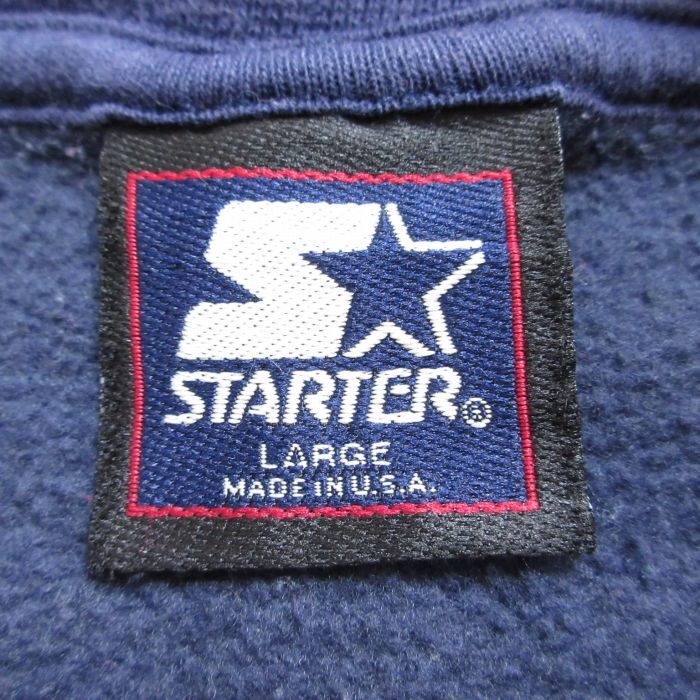 XL/古着 スターター STARTER 長袖 スウェット メンズ 90s ノートルダム ファイティングアイリッシュ 刺繍 クルーネック 紺 ネイビー 23_画像4