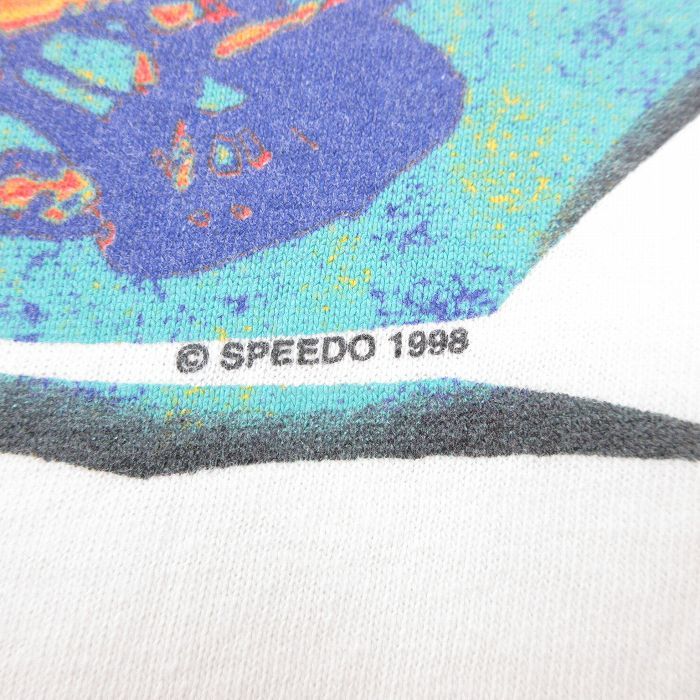 L/古着 スピード SPEEDO 半袖 ビンテージ Tシャツ メンズ 90s ビッグロゴ ウインドサーフィン コットン クルーネック 白 ホワイト spe_画像5