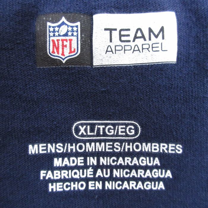 XL/古着 半袖 Tシャツ メンズ NFL ニューイングランドペイトリオッツ 大きいサイズ コットン クルーネック 紺 ネイビー アメフト スー_画像3
