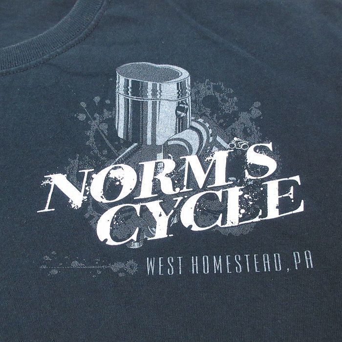 L/古着 半袖 ビンテージ Tシャツ メンズ 00s NORMS CYCLE バイク コットン クルーネック 黒 ブラック 23aug24 中古_画像3