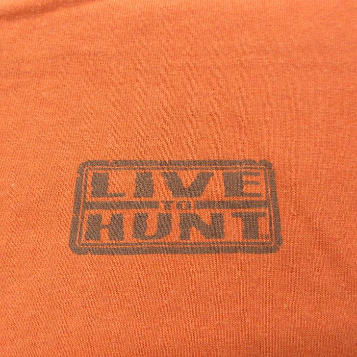 L/古着 長袖 ビンテージ Tシャツ メンズ 00s LIVE TO HUNT コットン クルーネック 茶 ブラウン 23may26 中古_画像3