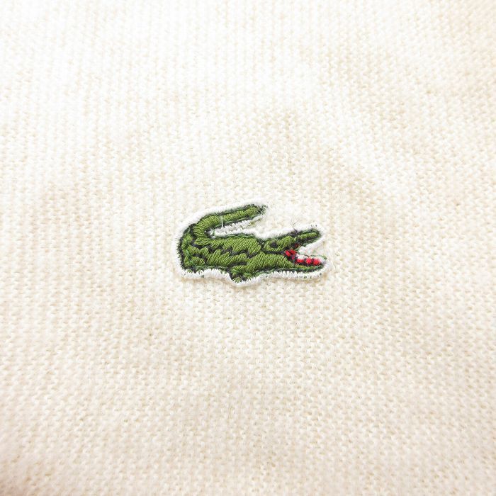 XL/古着 ラコステ LACOSTE 長袖 ブランド セーター メンズ 90s アクリル Vネック 生成り 23dec06 中古 ニット トップス_画像2