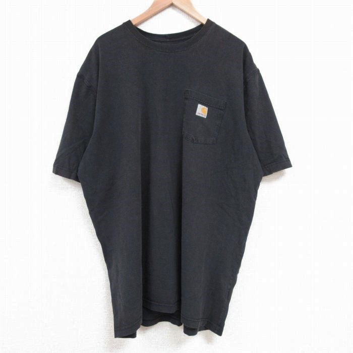 XL/古着 カーハート Carhartt 半袖 ブランド Tシャツ メンズ ワンポイントロゴ 胸ポケット付き 大きいサイズ ロング丈 コットン クルー_画像1