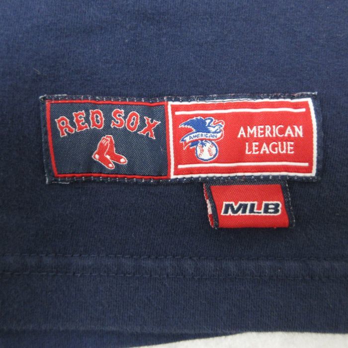 XL/古着 半袖 Tシャツ メンズ MLB ボストンレッドソックス 刺繍 大きいサイズ コットン クルーネック 紺 ネイビー メジャーリーグ ベー_画像3
