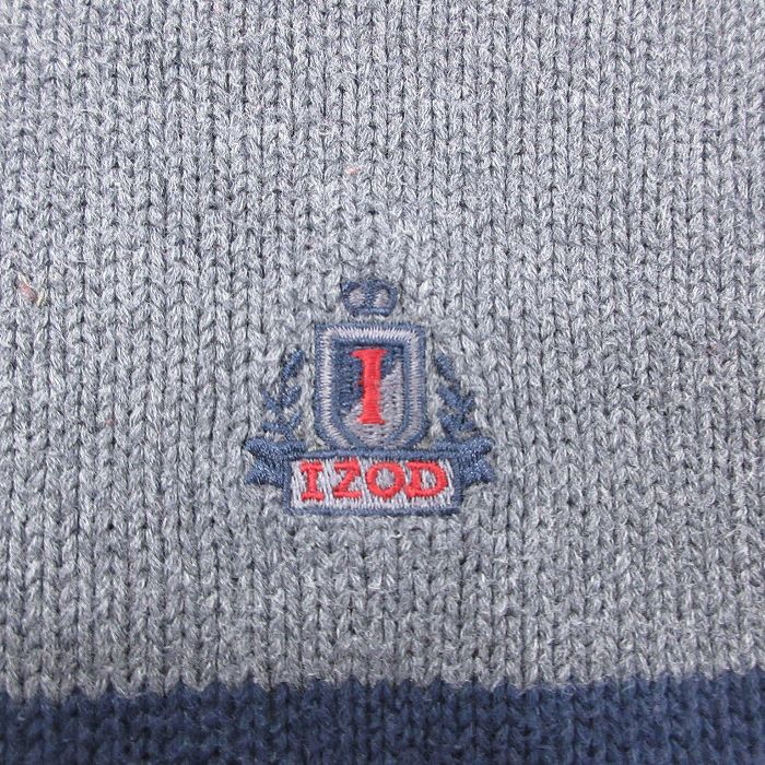 XL/古着 IZOD 長袖 セーター メンズ ワンポイントロゴ マルチカラー 大きいサイズ クルーネック 濃グレー 霜降り他 23nov06 中古 ニッ_画像4