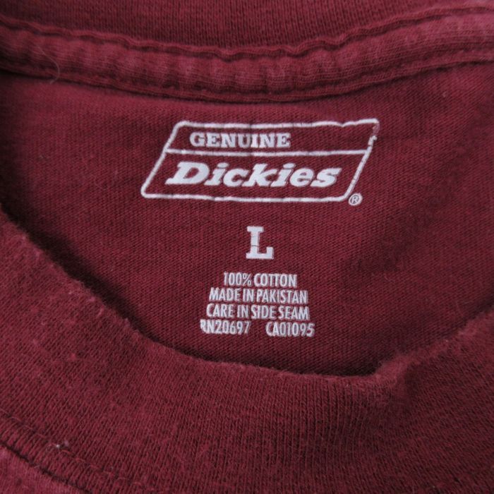 L/古着 ディッキーズ Dickies 半袖 ブランド Tシャツ メンズ 無地 胸ポケット付き コットン クルーネック エンジ 23jul14 中古_画像3