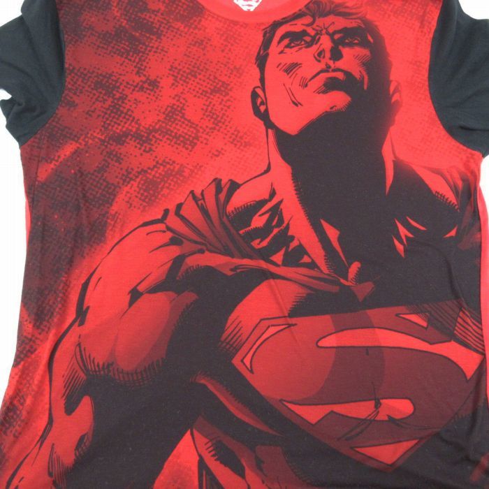 XL/古着 半袖 Tシャツ メンズ DCコミックス スーパーマン 全面プリント クルーネック 赤 レッド 23jun27 中古_画像3