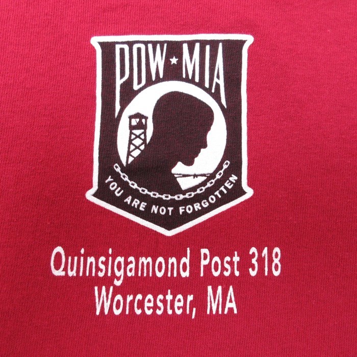 L/古着 半袖 Tシャツ メンズ POW MIA 兵士 ワシ コットン クルーネック 赤 レッド 23jun23 中古_画像3