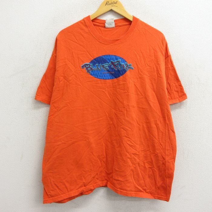 XL/古着 リー Lee 半袖 ビンテージ Tシャツ メンズ 00s BLUE FUNK 大きいサイズ コットン クルーネック オレンジ spe 23mar25 中古_画像1