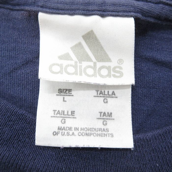 L/古着 アディダス adidas 半袖 ビンテージ Tシャツ メンズ 00s ワンポイントロゴ MLB ボストンレッドソックス コットン クルーネック_画像4