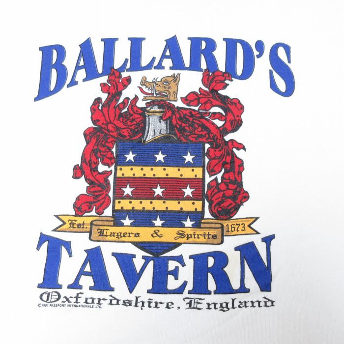 XL/古着 長袖 スウェット メンズ 90s BALLARDS TAVERN クルーネック 白 ホワイト 23oct17 中古 スエット トレーナー トップス_画像2