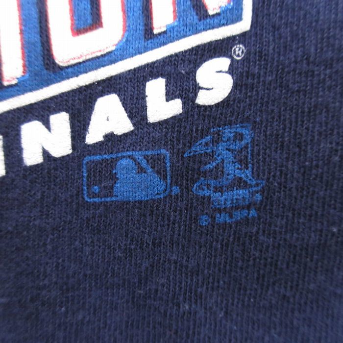 XL/古着 半袖 Tシャツ メンズ MLB セントルイスカージナルス ワールドシリーズ 大きいサイズ コットン クルーネック 紺 ネイビー メジ_画像3