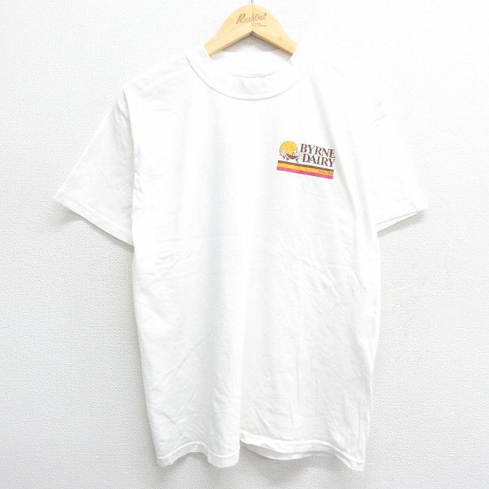 L/古着 半袖 ビンテージ Tシャツ メンズ 00s BYRNEDAIRY ウシ コットン クルーネック 白 ホワイト 23apr14 中古_画像2