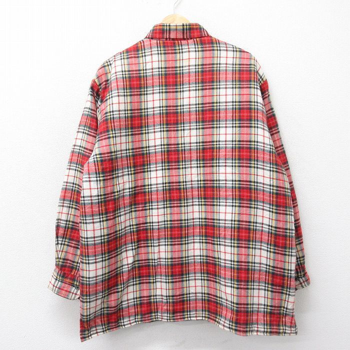 XL/古着 ディッキーズ Dickies 長袖 フランネル シャツ メンズ 80s 大きいサイズ 赤他 レッド チェック 内側キルティング 23feb27 中古_画像3