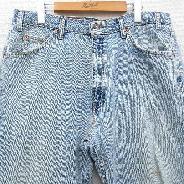 W34/古着 ジーンズ Levis リーバイス 505 メンズ 90s コットン 薄紺 ネイビー デニム 23sep13 中古 ボトムス ジーパン Gパン ロング パ_画像2