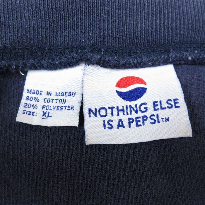 XL/古着 長袖 トップス メンズ 00s PEPSI 刺繍 表起毛 大きいサイズ クルーネック 濃紺 ネイビー 23nov17 中古 スエット トレーナー_画像3