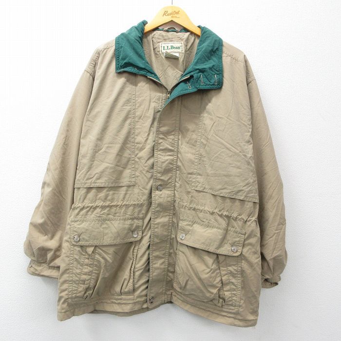 XL/古着 エルエルビーン LLBEAN 長袖 ナイロン ジャケット メンズ 90s 大きいサイズ ロング丈 ベージュ カーキ 23dec26 中古 アウター_画像1