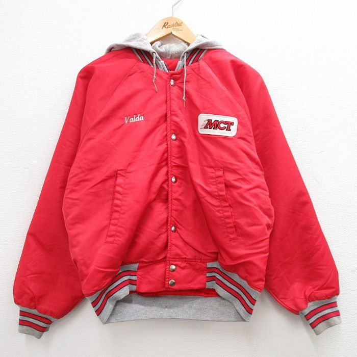 L/古着 Wear Guard 長袖 ナイロン ジャケット パーカー メンズ 90s MCT ラグラン 赤 レッド 内側キルティング 23nov21 中古 アウター_画像1