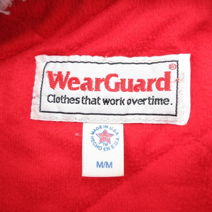 L/古着 Wear Guard 長袖 ナイロン ジャケット パーカー メンズ 90s MCT ラグラン 赤 レッド 内側キルティング 23nov21 中古 アウター_画像6