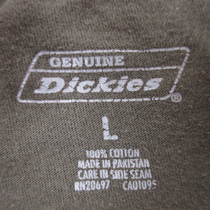 XL/古着 ディッキーズ Dickies 半袖 ブランド Tシャツ メンズ 胸ポケット付き 無地 コットン クルーネック 茶 ブラウン 23aug17 中古_画像2