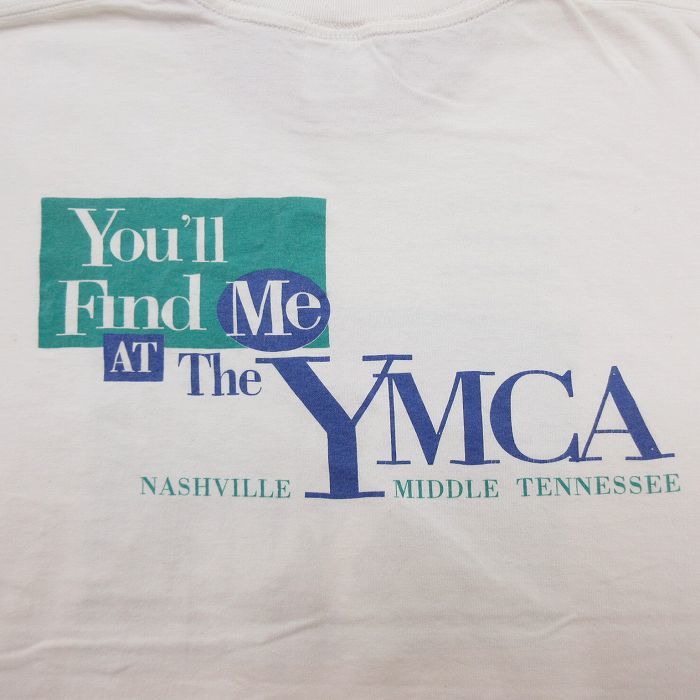 XL/古着 半袖 ビンテージ Tシャツ メンズ 90s YMCA 大きいサイズ コットン クルーネック 白 ホワイト 23may29 中古_画像4