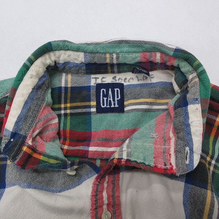 XL/古着 ギャップ GAP 長袖 ブランド シャツ メンズ 90s コットン ボタンダウン 白他 ホワイト チェック 23nov27 中古 トップス_画像10