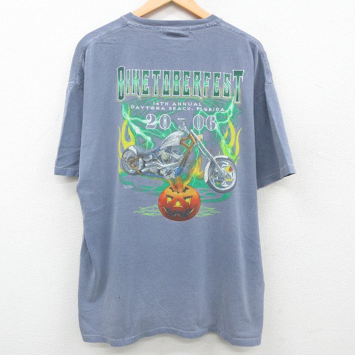 XL/古着 半袖 ビンテージ Tシャツ メンズ 00s BIKETOBERFEST バイク 大きいサイズ コットン クルーネック 薄紺 ネイビー 23aug31 中古_画像2