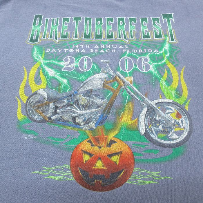 XL/古着 半袖 ビンテージ Tシャツ メンズ 00s BIKETOBERFEST バイク 大きいサイズ コットン クルーネック 薄紺 ネイビー 23aug31 中古_画像4