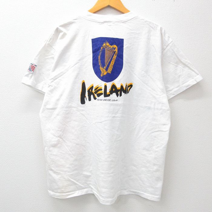 XL/古着 半袖 ビンテージ Tシャツ メンズ 90s ワールドカップ アイルランド コットン クルーネック 白 ホワイト spe 23jun22 中古_画像2