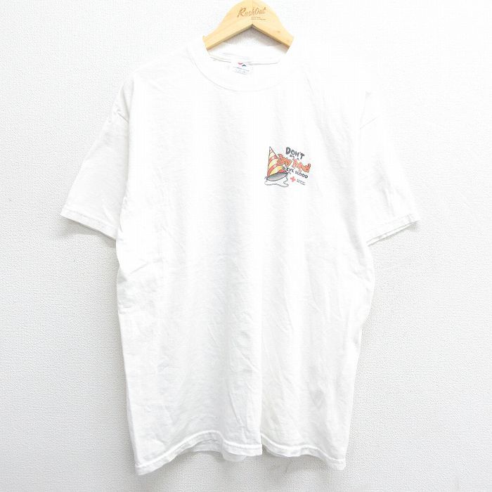 XL/古着 半袖 ビンテージ Tシャツ メンズ 00s アメリカ赤十字社 レッド 人 コットン クルーネック 白 ホワイト 23apr14 中古_画像2