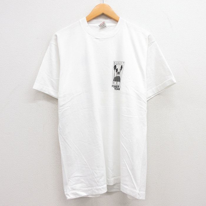 XL/古着 半袖 ビンテージ Tシャツ メンズ 90s 魚 バレーボール コットン クルーネック 白 ホワイト 23jul14 中古_画像2