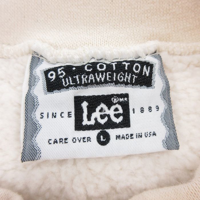 XL/古着 リー Lee 長袖 スウェット メンズ 90s アディロンダック 木 葉 刺繍 クルーネック 生成り 23sep08 中古 スエット トレーナー_画像3