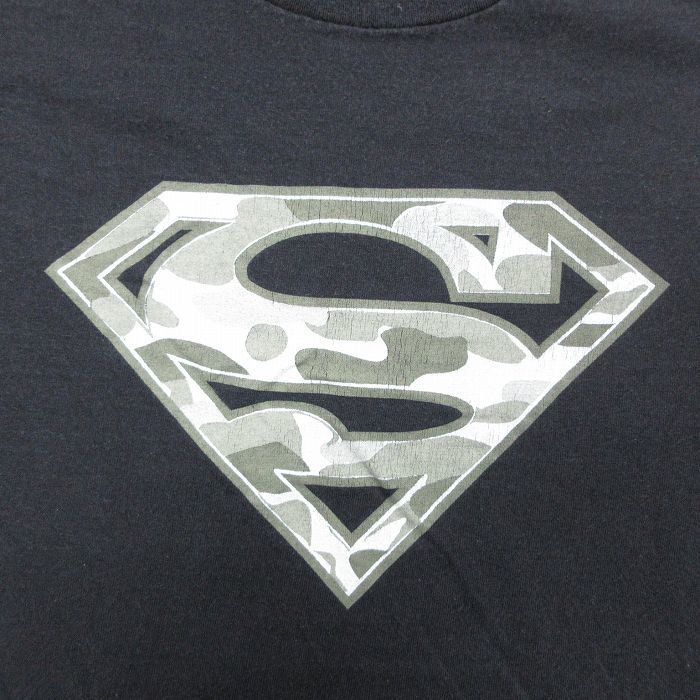 L/古着 半袖 ビンテージ Tシャツ メンズ 00s DCコミックス スーパーマン コットン クルーネック 黒 ブラック 23jul03 中古_画像2