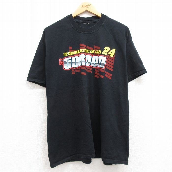 XL/古着 半袖 ビンテージ Tシャツ メンズ 00s ジェフゴードン レーシングカー NASCAR クルーネック 黒 ブラック 23jun28 中古_画像1