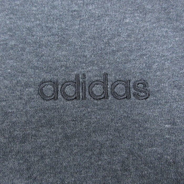 XL/古着 アディダス adidas 長袖 スウェット パーカー メンズ ワンポイントロゴ 大きいサイズ 濃グレー 霜降り 23nov09 中古 スエット_画像3