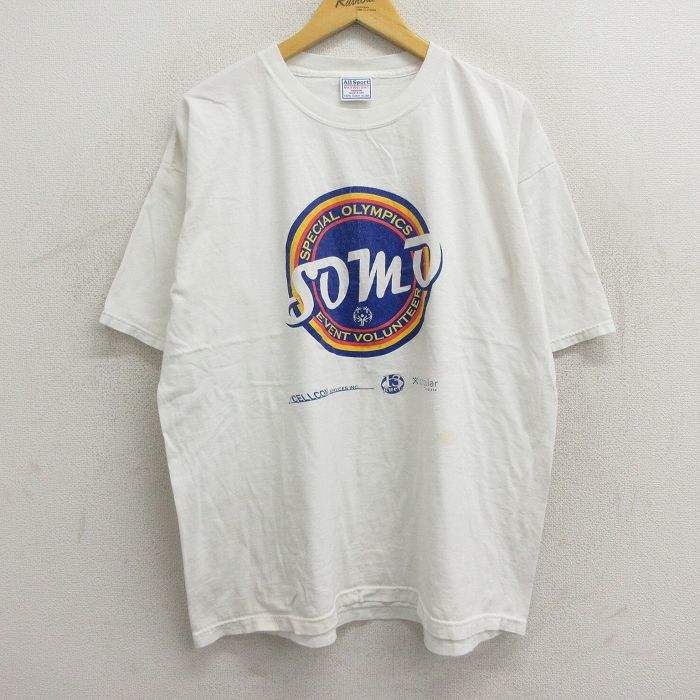 XL/古着 半袖 ビンテージ Tシャツ メンズ 90s SOMO スペシャルオリンピックス ボランティア 大きいサイズ コットン クルーネック 白 ホ_画像1