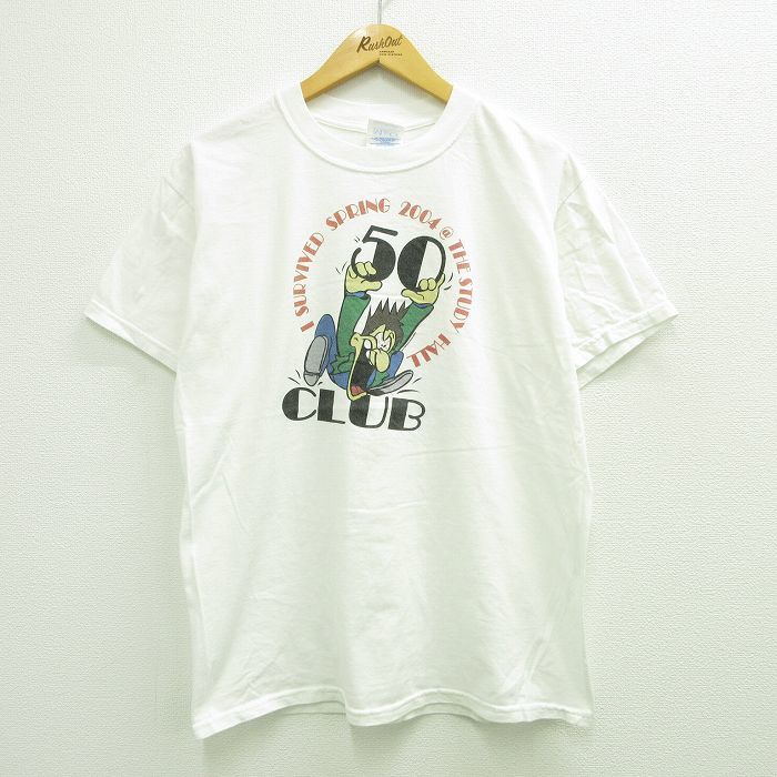 L/古着 半袖 ビンテージ Tシャツ メンズ 00s CLUB 男性 コットン クルーネック 白 ホワイト 23jul22 中古_画像1